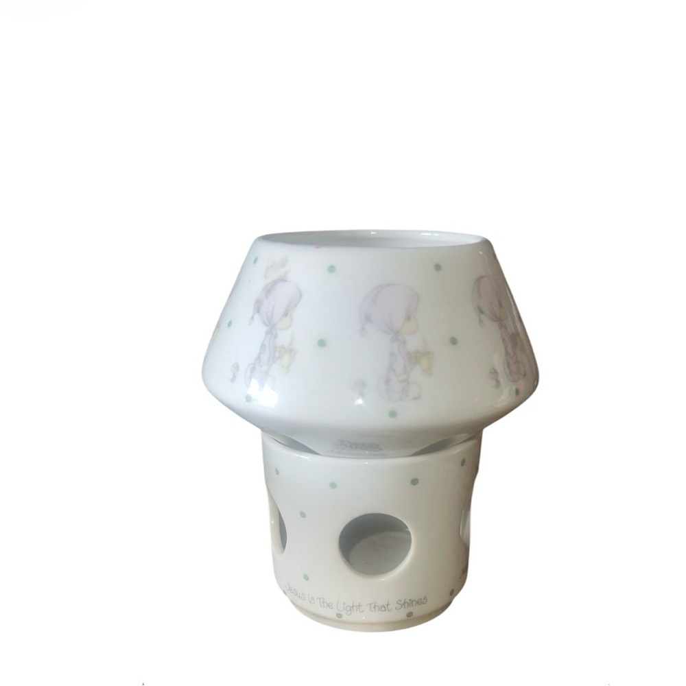 Precious Moments White Ceramic Candle Holder